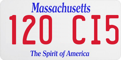 MA license plate 120CI5