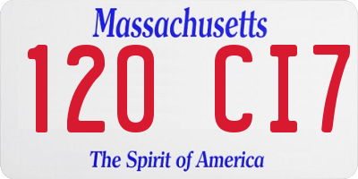MA license plate 120CI7