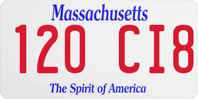 MA license plate 120CI8