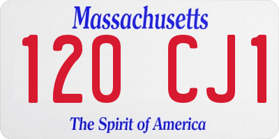MA license plate 120CJ1