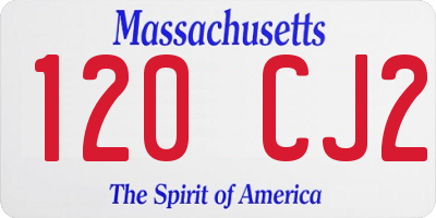 MA license plate 120CJ2