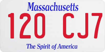 MA license plate 120CJ7