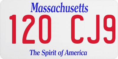 MA license plate 120CJ9