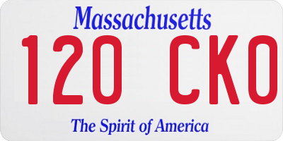 MA license plate 120CK0