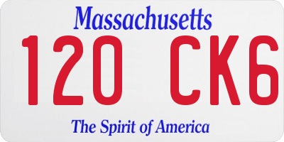 MA license plate 120CK6