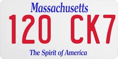 MA license plate 120CK7
