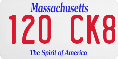 MA license plate 120CK8