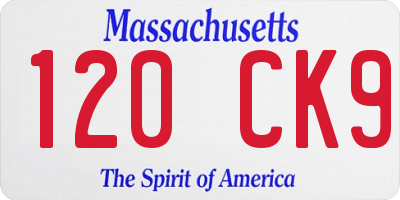 MA license plate 120CK9