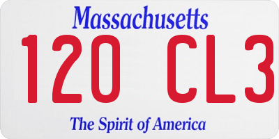 MA license plate 120CL3