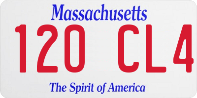 MA license plate 120CL4