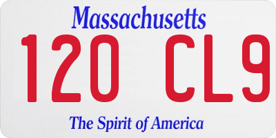 MA license plate 120CL9