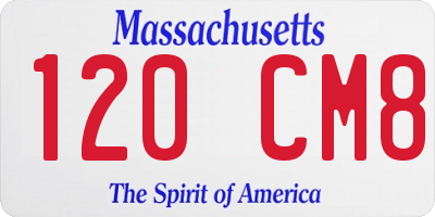 MA license plate 120CM8
