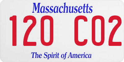 MA license plate 120CO2