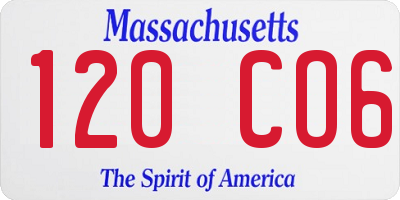 MA license plate 120CO6