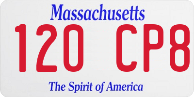 MA license plate 120CP8