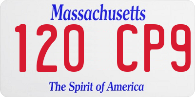MA license plate 120CP9