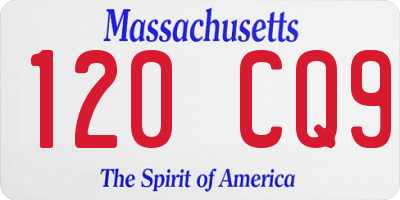 MA license plate 120CQ9