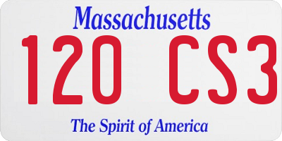 MA license plate 120CS3