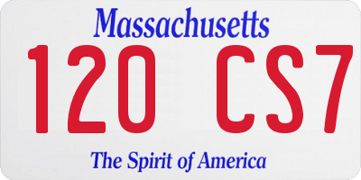 MA license plate 120CS7