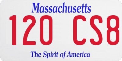 MA license plate 120CS8