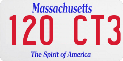 MA license plate 120CT3
