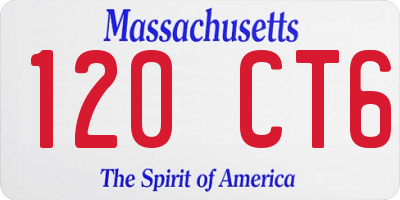 MA license plate 120CT6