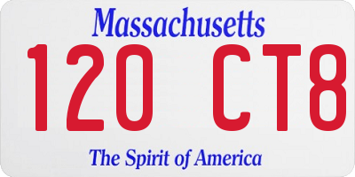 MA license plate 120CT8