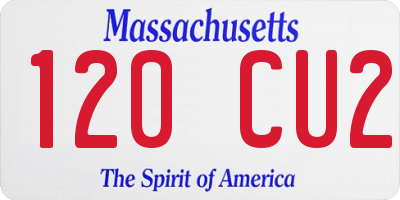 MA license plate 120CU2