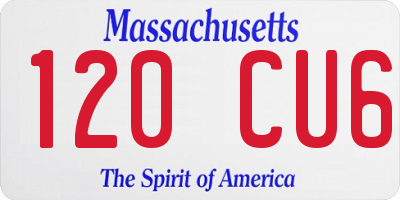 MA license plate 120CU6