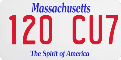 MA license plate 120CU7