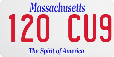 MA license plate 120CU9