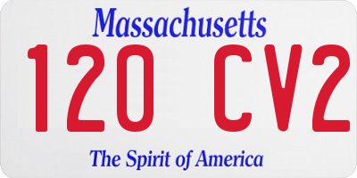 MA license plate 120CV2