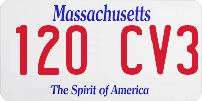 MA license plate 120CV3