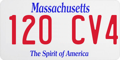MA license plate 120CV4