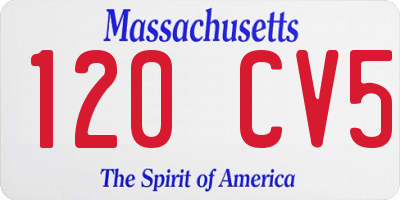 MA license plate 120CV5