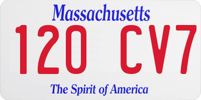 MA license plate 120CV7