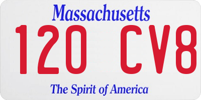 MA license plate 120CV8