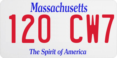 MA license plate 120CW7