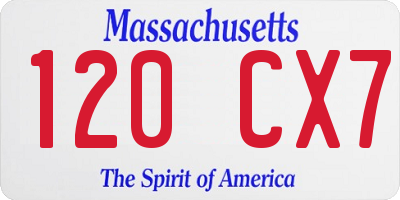 MA license plate 120CX7