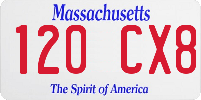 MA license plate 120CX8