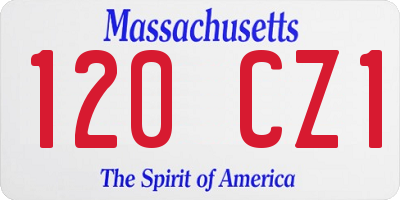 MA license plate 120CZ1