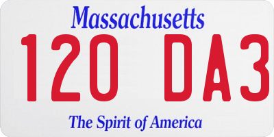 MA license plate 120DA3