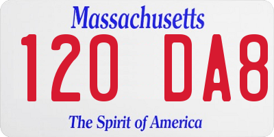 MA license plate 120DA8