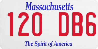 MA license plate 120DB6
