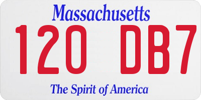 MA license plate 120DB7