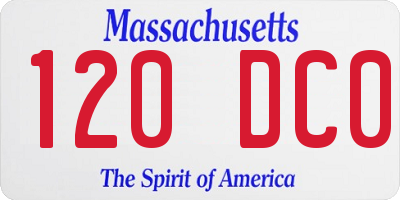 MA license plate 120DC0
