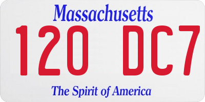 MA license plate 120DC7