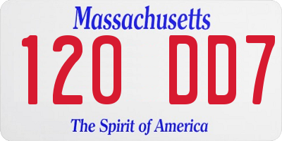MA license plate 120DD7