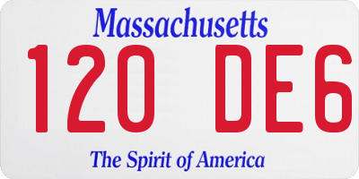 MA license plate 120DE6