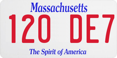 MA license plate 120DE7